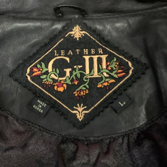 Vintage 1980s Black Leather Trench Coat Duster Womens Size Large By G3, GIII - Picture 8 of 11